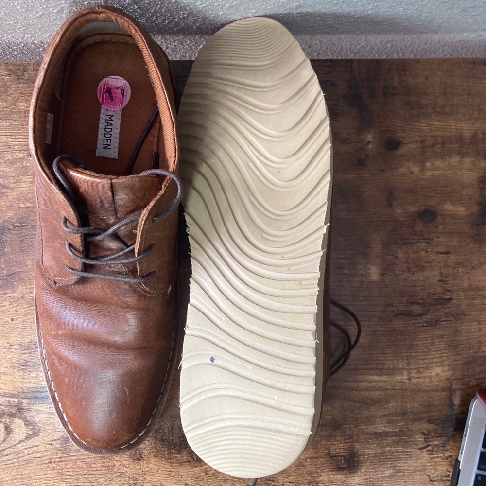 Steve Madden Mens Brown Leather Oxford Shoe Size 11